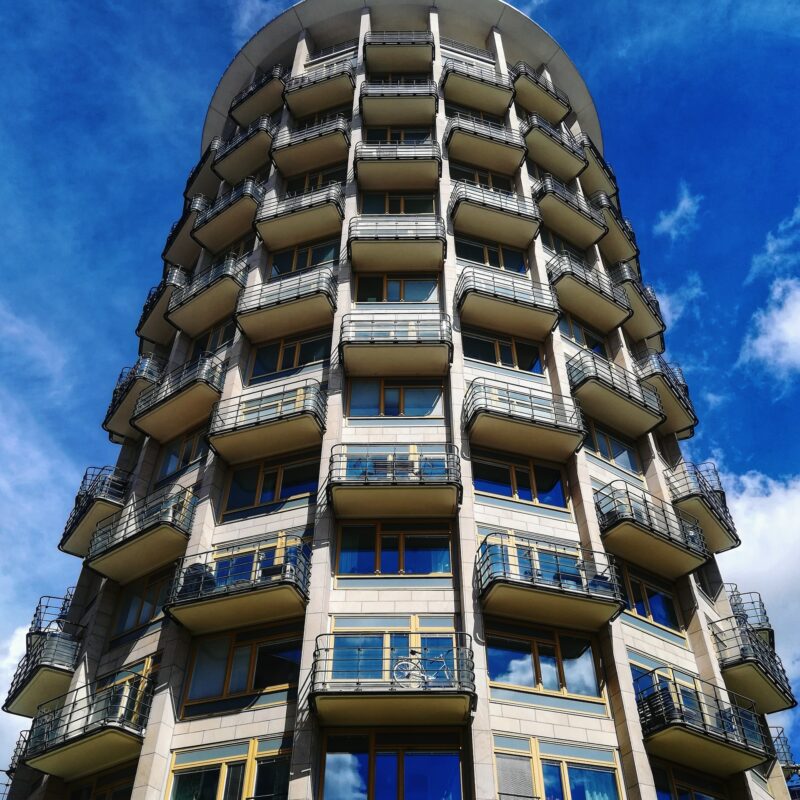Photograph of tall apartment building in Stockholm